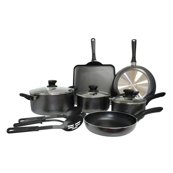 Imusa 12 Piece Hammered Nonstick Charcoal Cookware Set