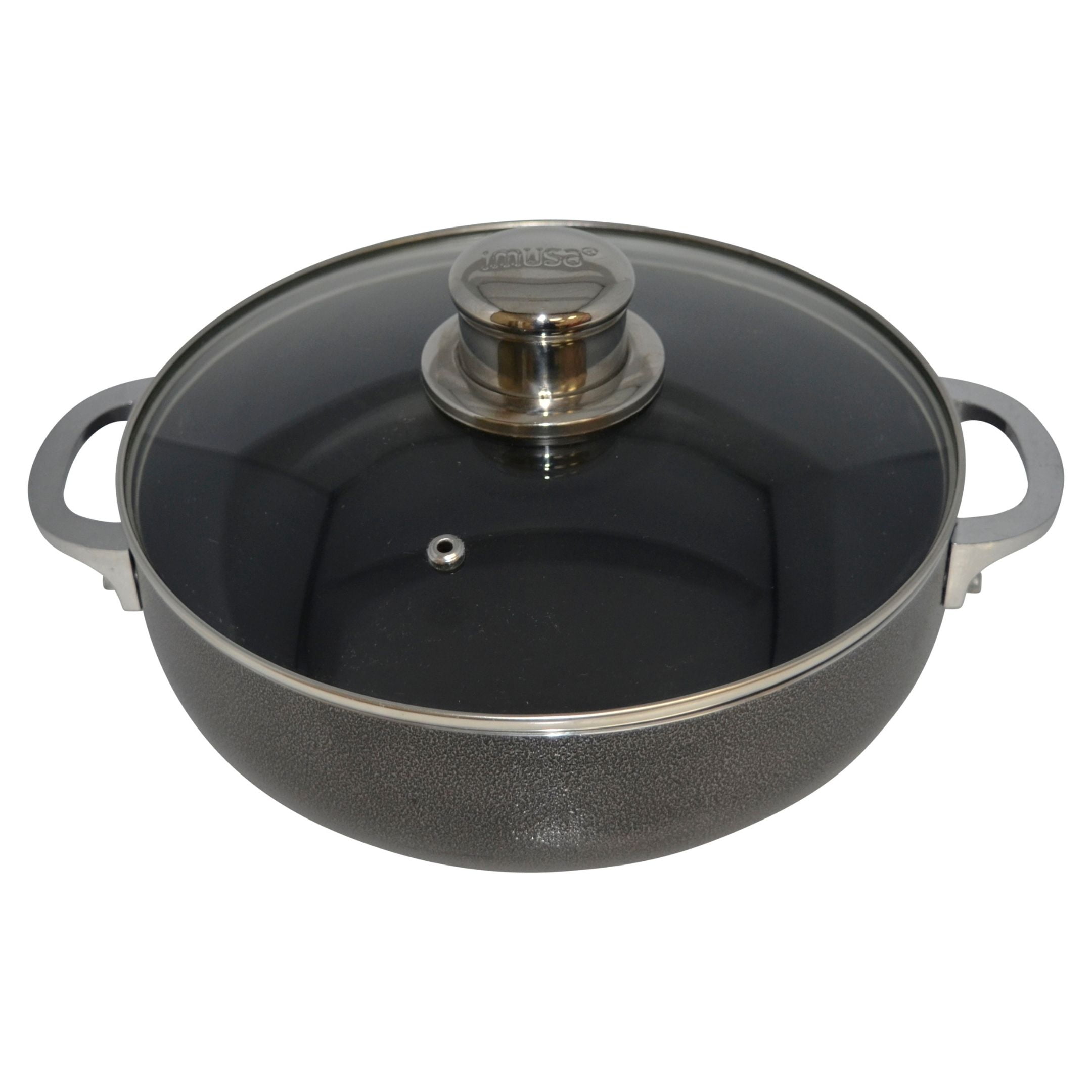 Imusa 12.7 Quart Nonstick Charcoal Exterior Stockpot with Glass