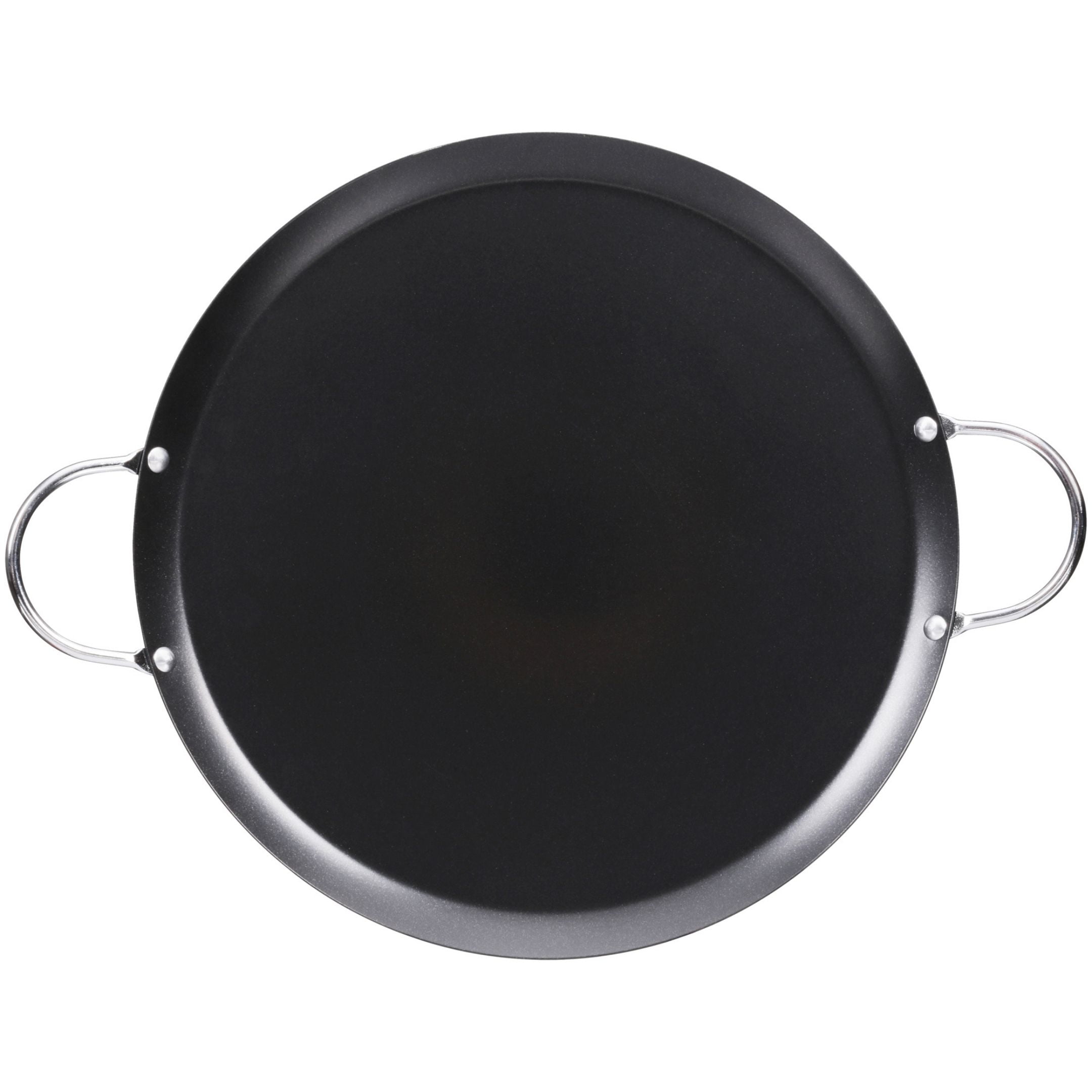 IMUSA 13.5in Carbon Steel Nonstick Round Comal with Metal Handles, Black