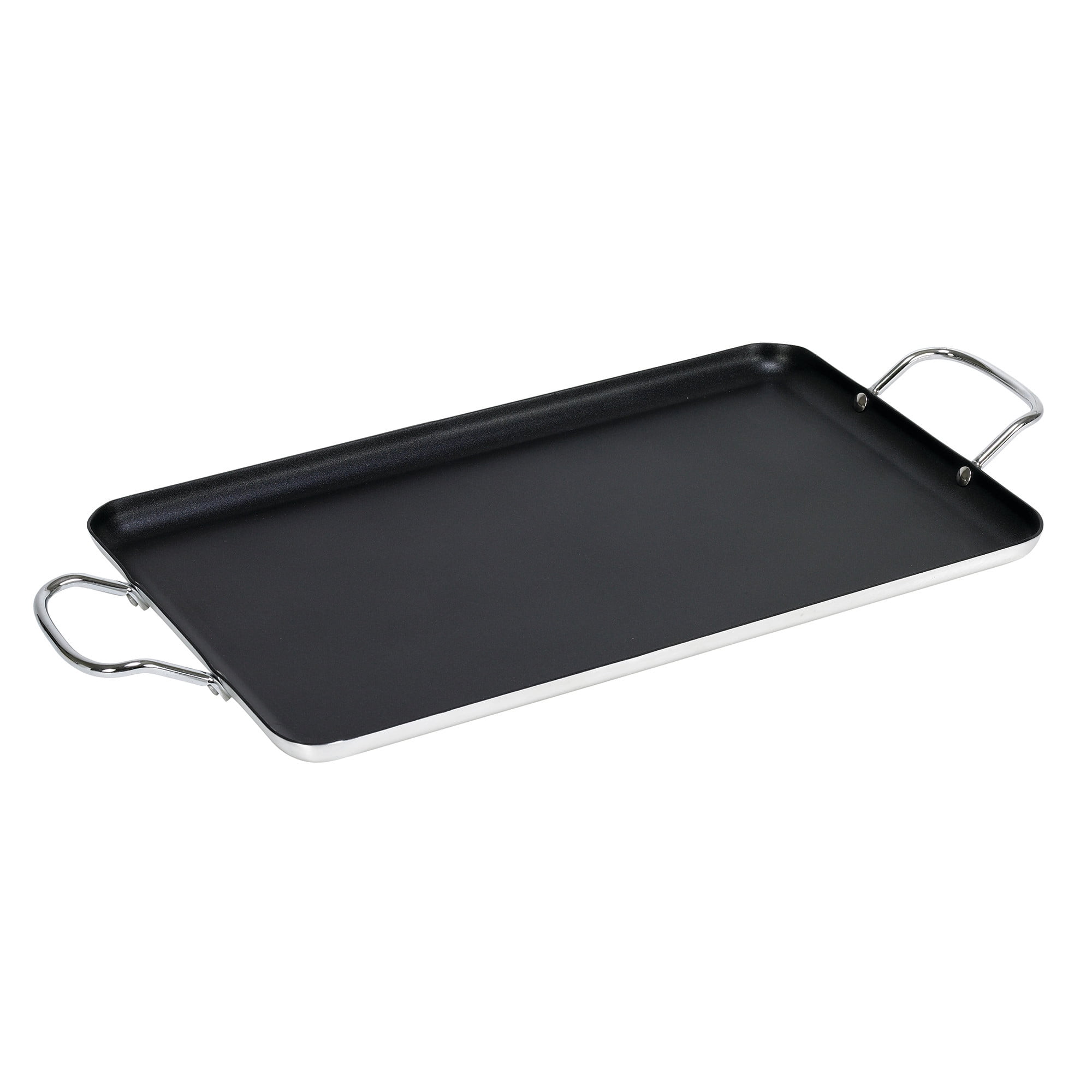 IMUSA Nonstick Stovetop Double Burner Griddle with Metal Handles, 17-Inch, Black