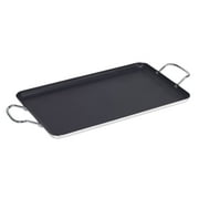 Imusa 17" x 10" Nonstick Double Burner Griddle with Metal Handles, Black