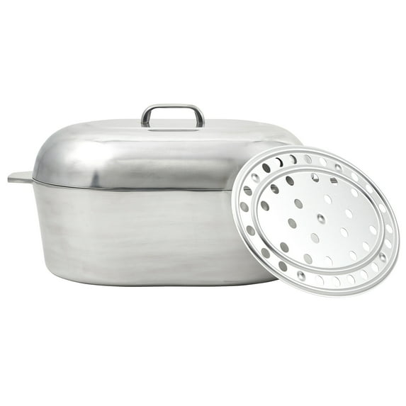 IMUSA 18" Cajun Cast Aluminum Oval Roaster with Lid & Tray