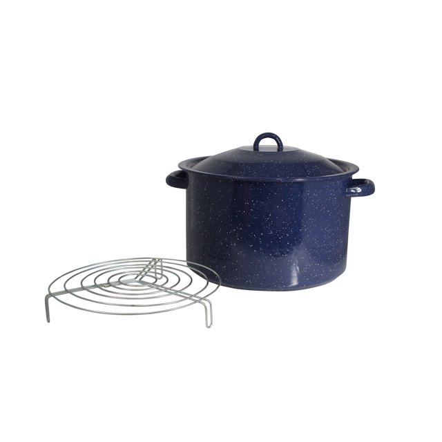 Imusa 21 Quart Enamel Steamer Pot Blue with Steaming Rack