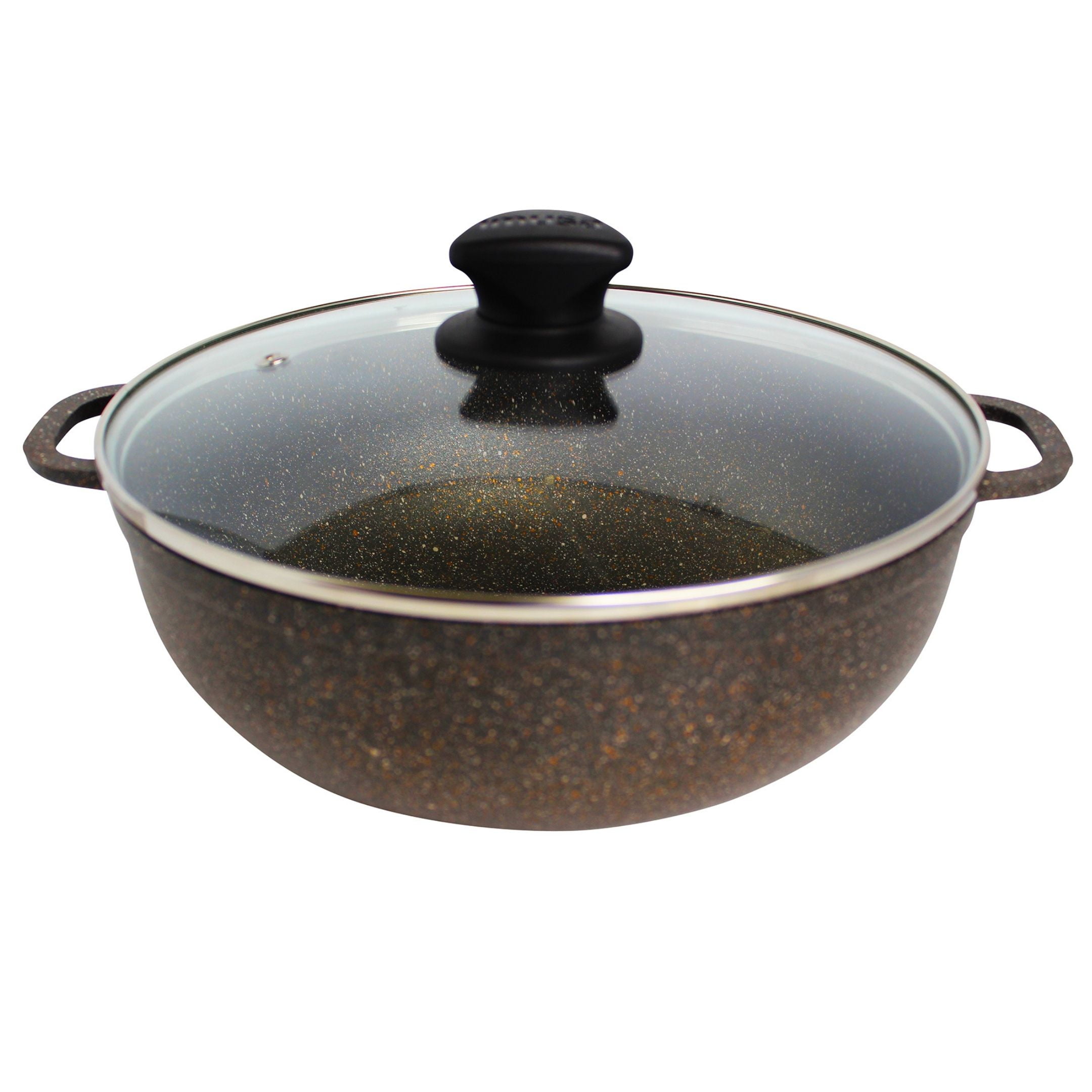 10.5 Quarts Cast Iron Dutch Oven Stock Pot Wok Pre-Seasoned Nonstick with Tempered Glass Lid 2 Side Handles Caldero for Everyday Kitchen and Camp