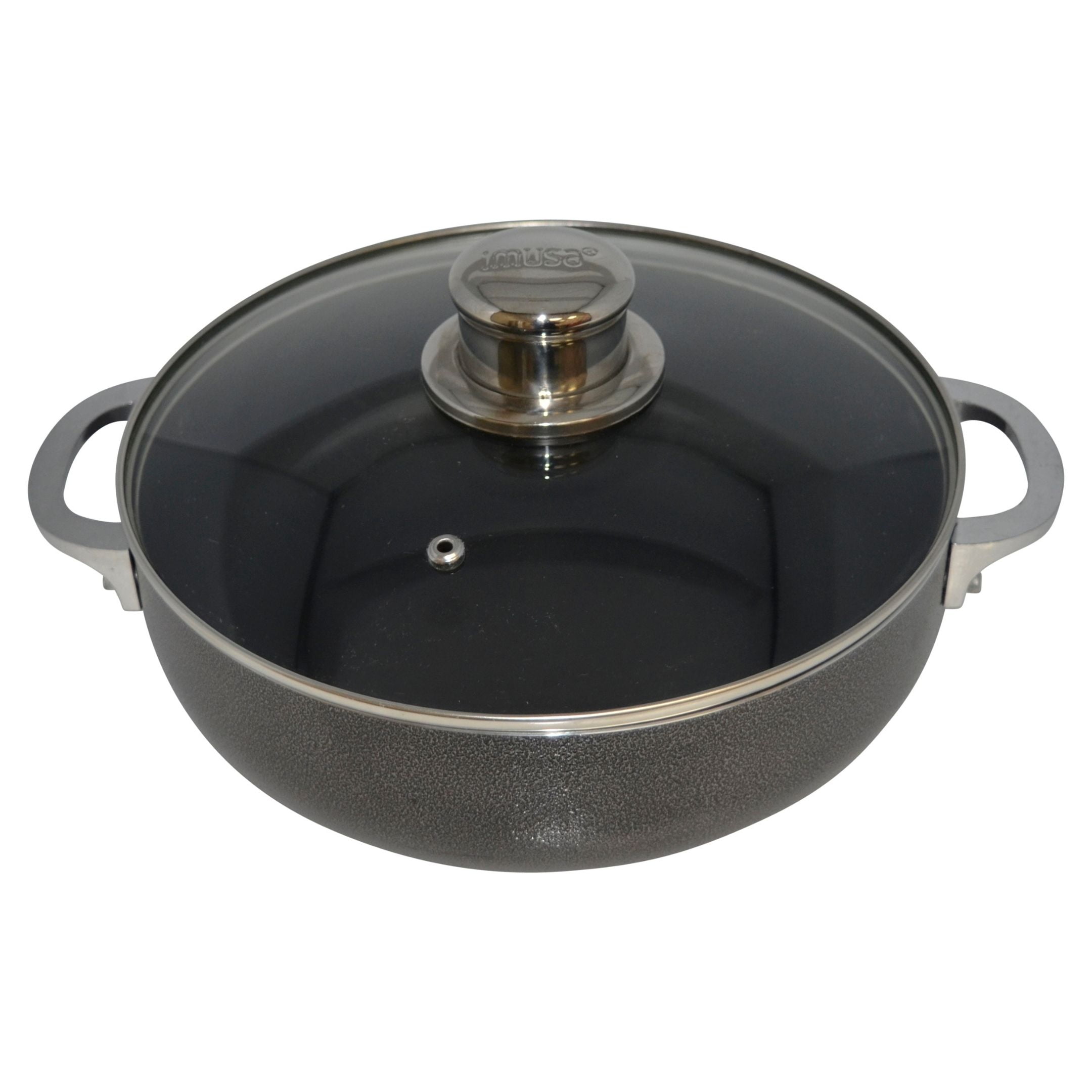 Imusa 6.9 Quart Aluminum Nonstick Charcoal Caldero (Dutch Oven) with Glass Lid and Steam Vent