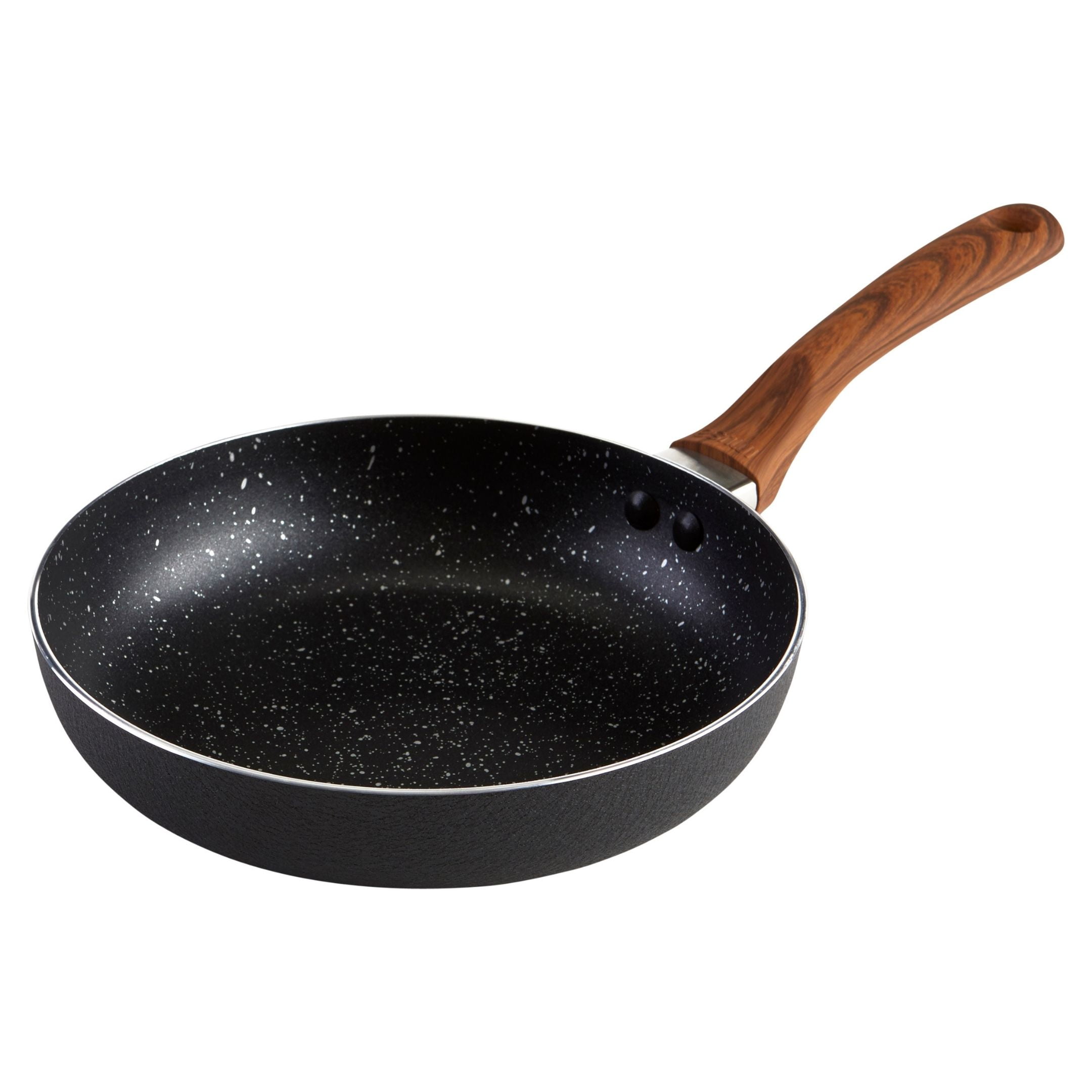 IMUSA 9.5 inch Black Stone Nonstick Fry Pan with Woodlook Handle