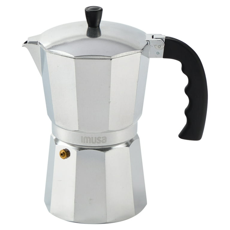 Im Usa 9-Cup Cast Aluminum Stovetop Coffeemaker, 13oz, Espresso