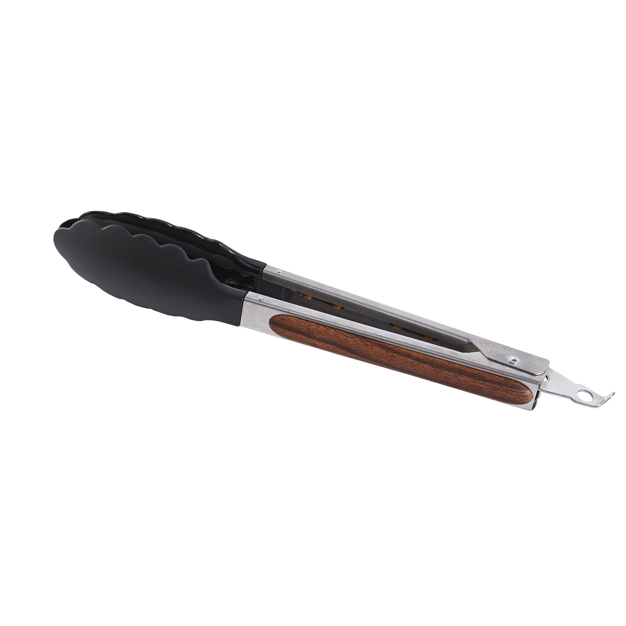IMUSA 9in Chef WL Stainless Steel Food Tongs with Nylon Tips and Wood Look Grip