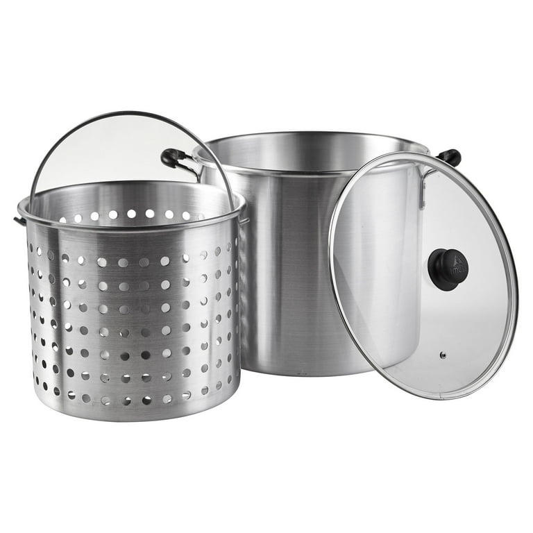 IMUSA USA Aluminum Tamale and Steamer Pot 32-Quart, Silver