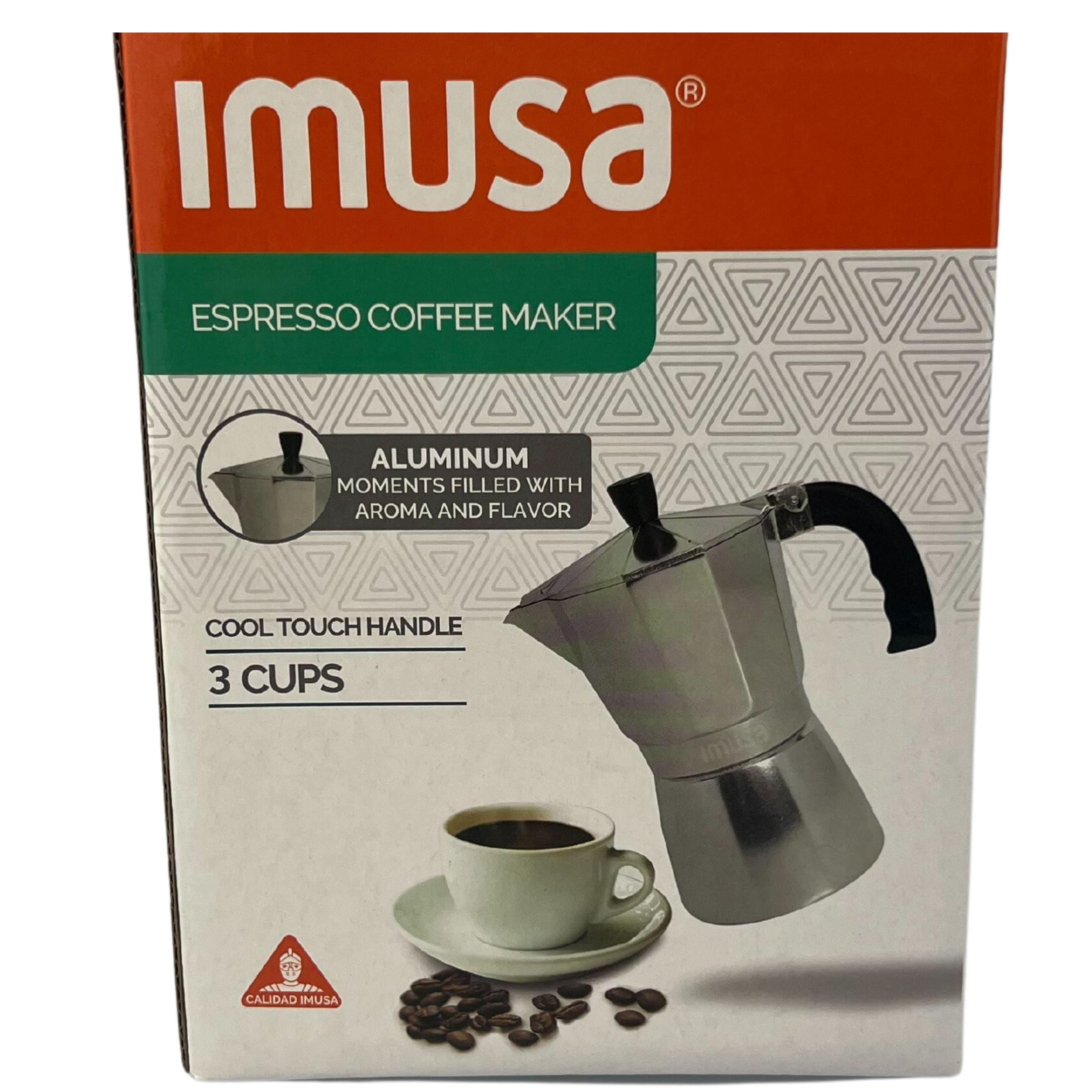 Imusa Aluminum Espresso Coffee Maker 3 Cup, Silver