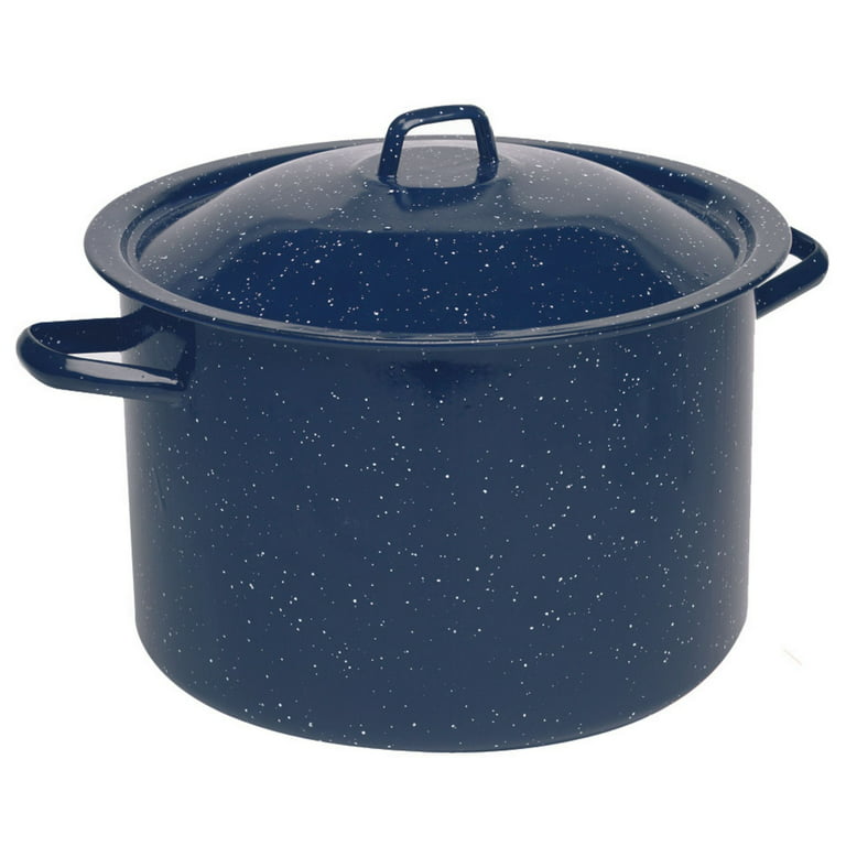 Imusa Blue Speckled Enamel Stock Pot 6 Quart, Blue