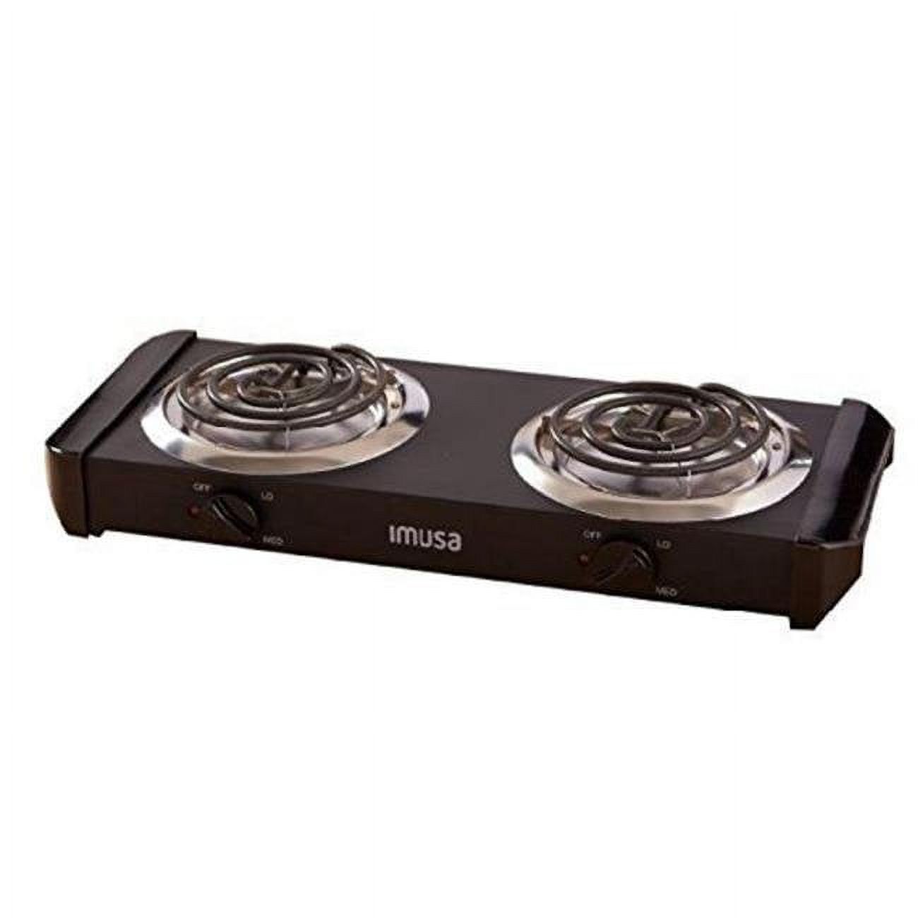 Imusa GAU80306US 1500W Electric Double Burner, Black