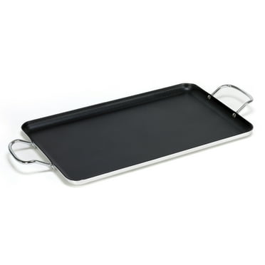IMUSA Nonstick Stovetop Double Burner Griddle with Metal Handles, 19-Inch, Black