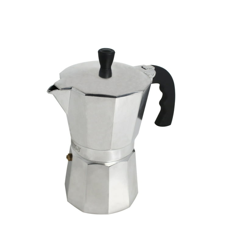 The silver 6-cup BASICO MOKKA espresso maker