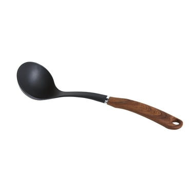 IMUSA Nylon Black Cooking Ladle with Woodlook Handle