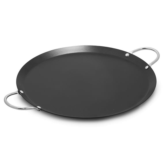 IMUSA 9in Carbon Steel Nonstick Round Comal with Metal Handles, Black