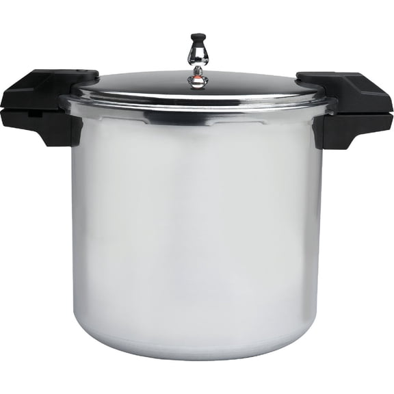 MIRRO 22qt Aluminum Pressure Canner with 3 Regulators & double Cooking Racks, 5/10/15 PSI