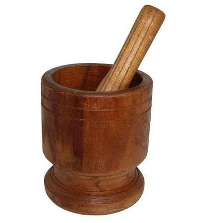 Imusa USA Wide Wood Jumbo Mortar & Pestle