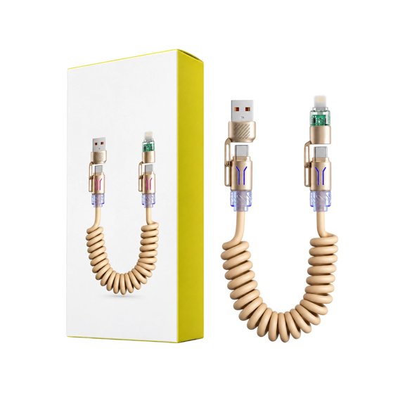 In 1 240w 6. 6 Ft Self Coiling Charging & Data For Cars Ideal For Home Use Durable And Practical Design Great For Everyday Decoration