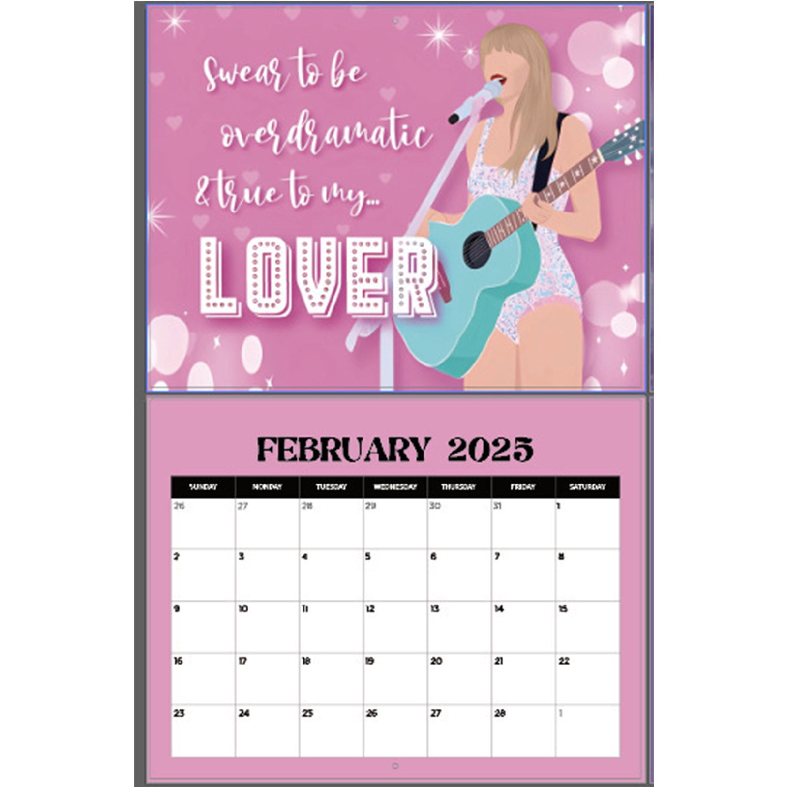 In my 2025 Era Calendar,2025 Hand Drawn Calendar,Music Lyrics Tour