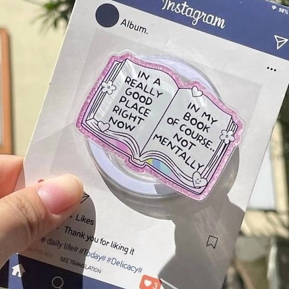In A Really Good Place MagSafe Phone Grip: Bookish Magnetic Phone Holder, Cute Popsocket for Phone or , Introvert Booktok, Ideal Gift