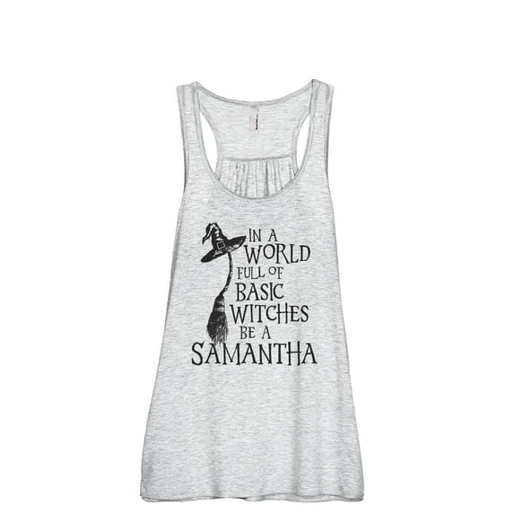 In A World Basic Witches Be Samantha Women's Fashion Sleeveless Flowy Racerback Workout Yoga Tank Top Sport Grey Small