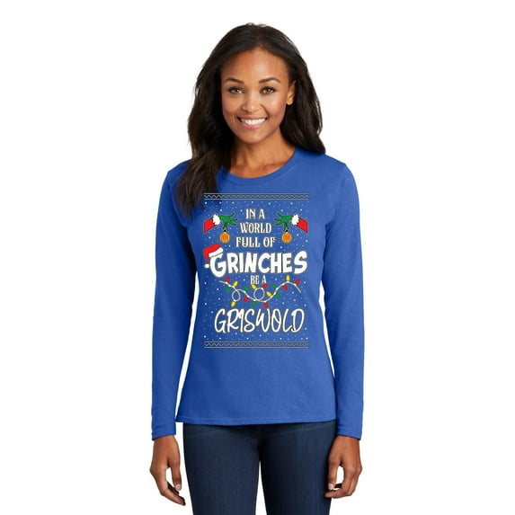 In A World Full Of Be A Griswold Ugly Christmas Womens Long Sleeves, Royal Blue, Medium