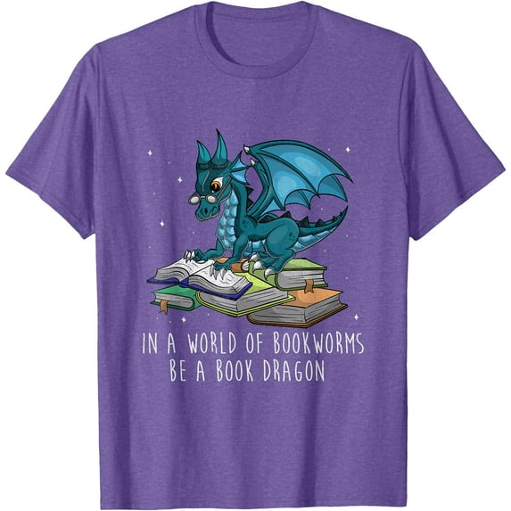 In A World Full Of Bookworms Be a Book Dragon Unisex T-Shirt for Men Women Kids Toddler,Violet Color,Size 3XL