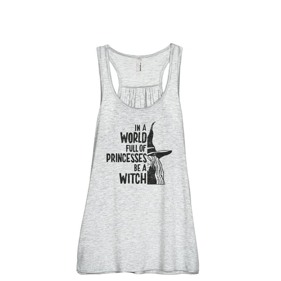 In A World Full Of Princesses Be A Witch Women's Fashion Sleeveless Flowy Racerback Workout Yoga Tank Top Sport Grey Medium