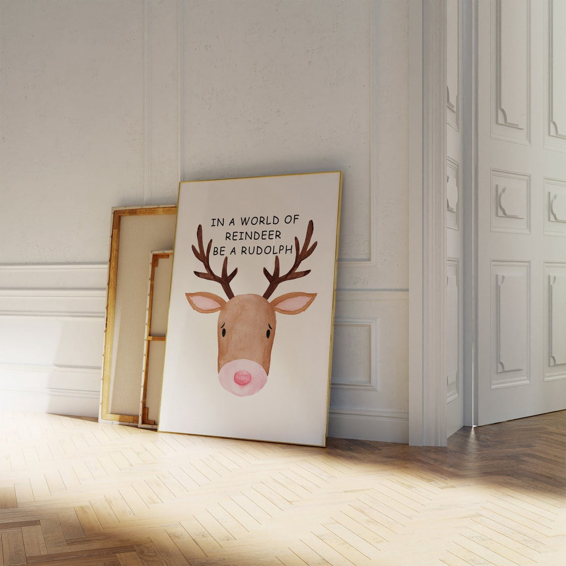 Be More Rudolph In A World Of Reindeer Be A Rudolph Wall Art Print, Cozy Winter Decor ...