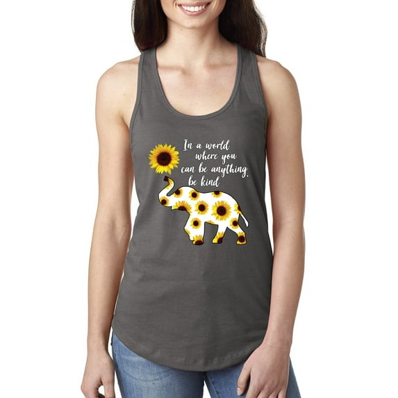 In A World Where You Can Be Anything Be Kind Inspirational/Christian Ladies Racerback Tank Top, Dark Grey, Large