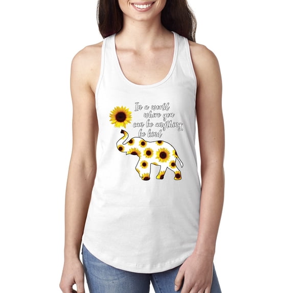 In A World Where You Can Be Anything Be Kind Inspirational/Christian Ladies Racerback Tank Top, White, Medium