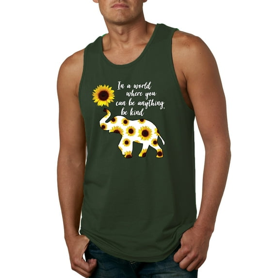 In A World Where You Can Be Anything Be Kind Inspirational/Christian Mens Graphic Tank Top, Forest Green, Medium