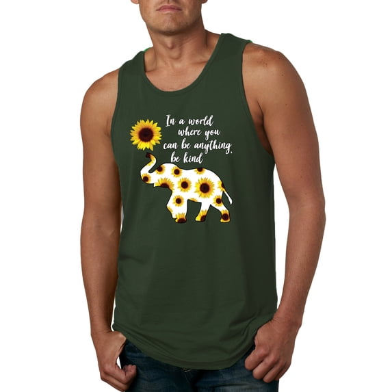 In A World Where You Can Be Anything Be Kind Inspirational/Christian Mens Graphic Tank Top, Forest Green, Small