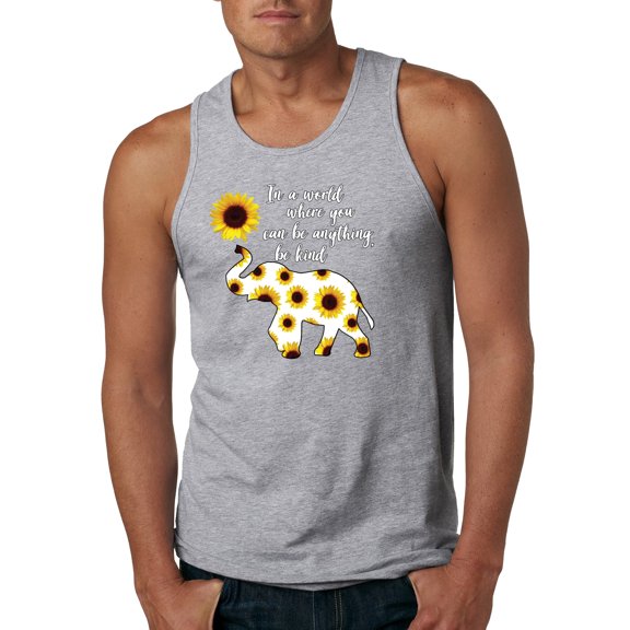In A World Where You Can Be Anything Be Kind Inspirational/Christian Mens Graphic Tank Top, Heather Grey, 2XL