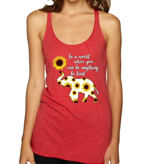 In A World Where You Can Be Anything Be Kind Inspirational/Christian Tri-Blend Racerback Tank Top, Vintage Red, X-Large