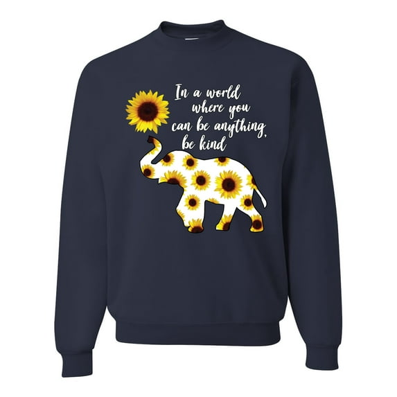 In A World Where You Can Be Anything Be Kind Inspirational/Christian Unisex Crewneck Graphic Sweatshirt, Navy, 3XL