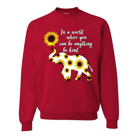 In A World Where You Can Be Anything Be Kind Inspirational/Christian Unisex Crewneck Graphic Sweatshirt, Red, 3XL