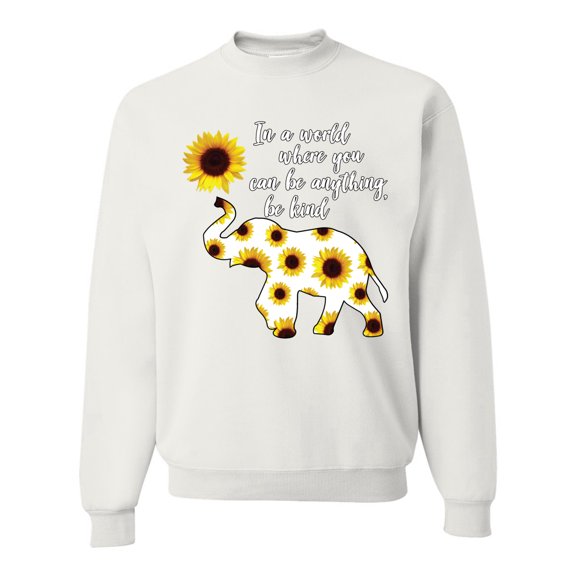 In A World Where You Can Be Anything Be Kind Inspirational/Christian Unisex Crewneck Graphic Sweatshirt, White, 2XL