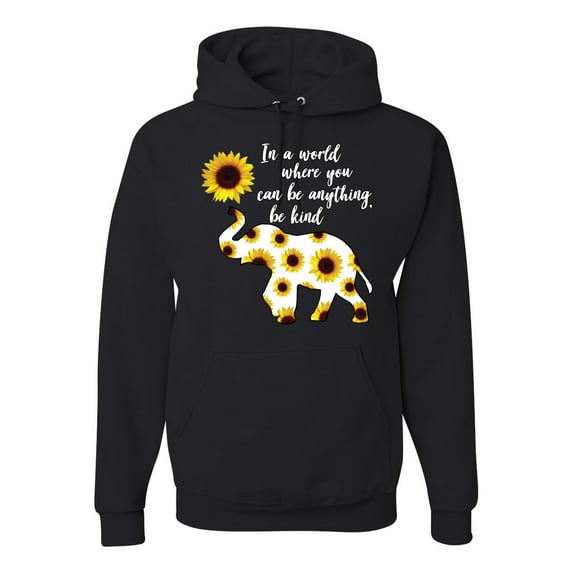 In A World Where You Can Be Anything Be Kind Inspirational/Christian Unisex Graphic Hoodie Sweatshirt, Black, Small