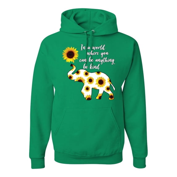 In A World Where You Can Be Anything Be Kind Inspirational/Christian Unisex Graphic Hoodie Sweatshirt, Kelly, 2XL