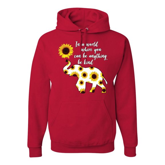 In A World Where You Can Be Anything Be Kind Inspirational/Christian Unisex Graphic Hoodie Sweatshirt, Red, 2XL
