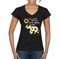 thumbnail image 1 of In A World Where You Can Be Anything Be Kind Inspirational/Christian Women's Standard V-Neck Tee, Black, Small, 1 of 3