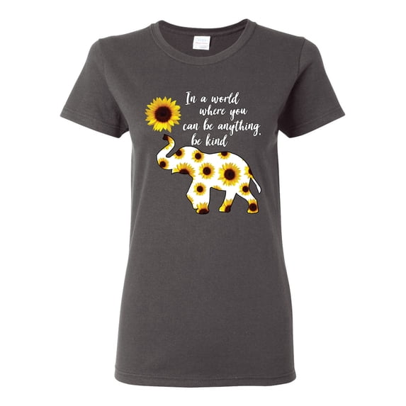 In A World Where You Can Be Anything Be Kind Inspirational/Christian Womens Graphic T-Shirt, Charcoal, 3XL