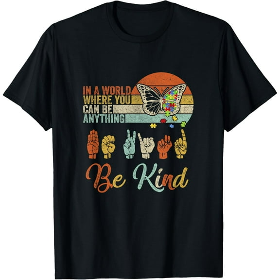 In A World Where You Can Be Anything Be Kind Kindness Autism T-ShirtMen and women, Black T-shirt, size: Extra large