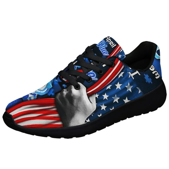 In April We Wear Blue Autism Awareness Gnome Shoes Sneakers for Women Men Black Size 11