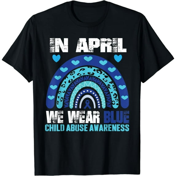 In April We Wear Blue Child Abuse Awareness T-Shirt