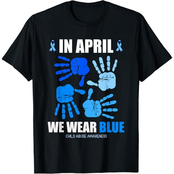 In April We Wear Blue Child Abuse Prevention Awareness Month T-Shirt