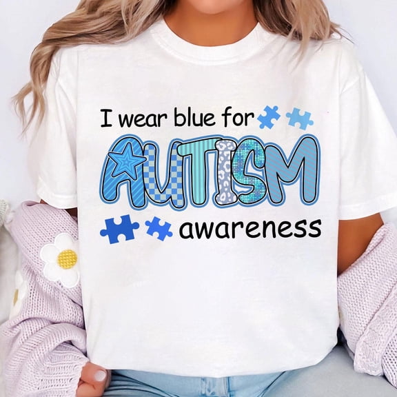 In April We Wear Blue Shirt, Autism Awareness Coquette Tee, Accept Love Understand Shirt, Brushstroke Autism T-Shirt for Support