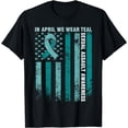 thumbnail image 1 of In April We Wear Teal Sexual Assault Awareness American Flag T-Shirt, 1 of 4